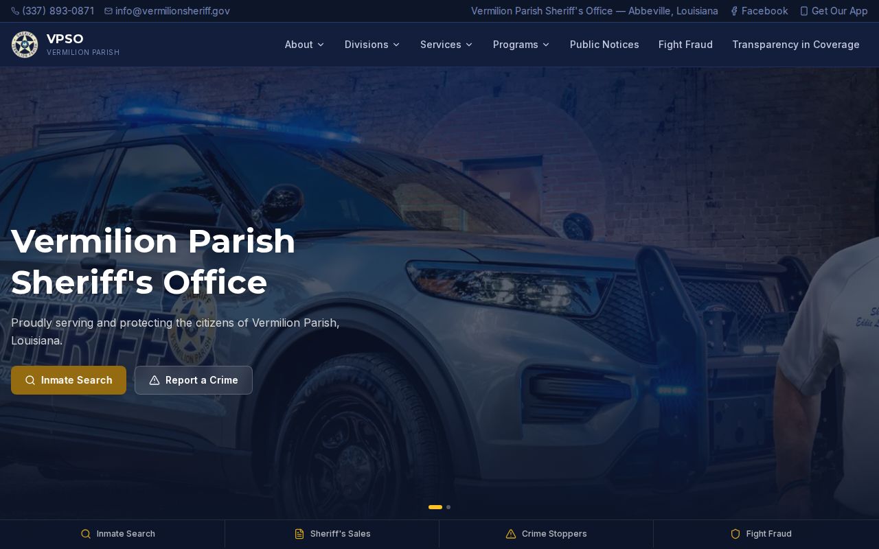 Vermilion Parish Sheriff official homepage and service links