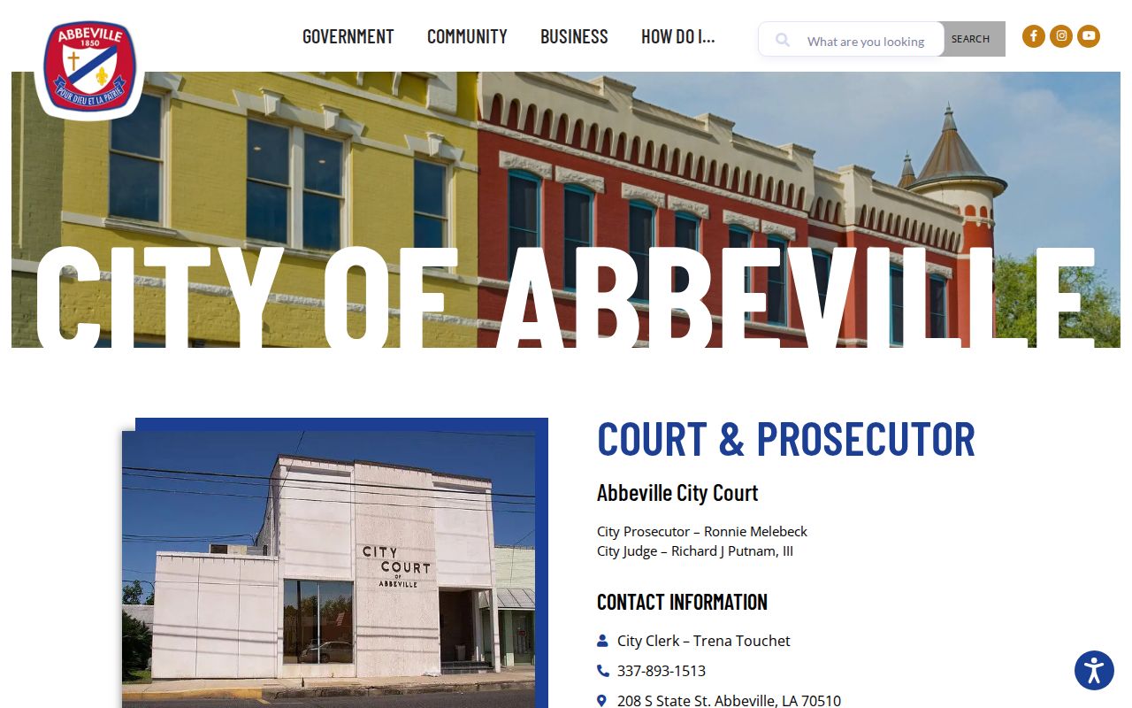 Abbeville criminal history City Court contact and court record page