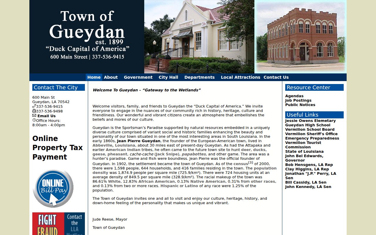 Official Town of Gueydan government website and town hall