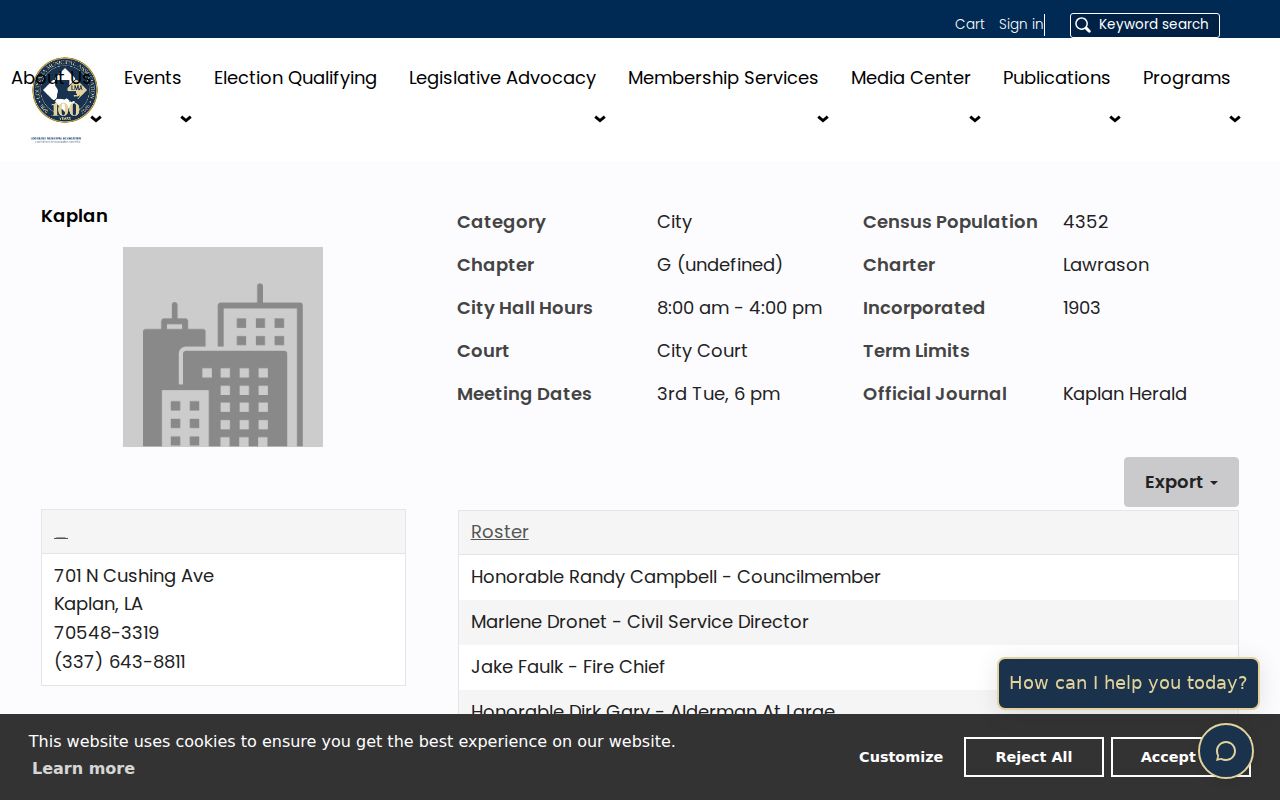 Kaplan criminal history official municipal profile